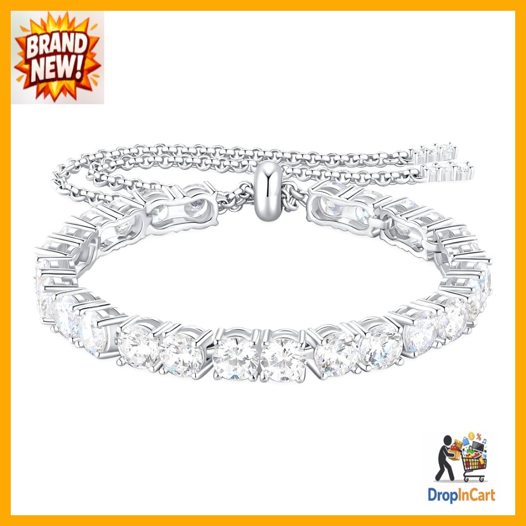 Moissanite Tennis Bracelet Elegant Adjustable Sterling Silver Hypoallergenic